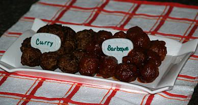 Curry Meatballs and Barbeque Meatballs