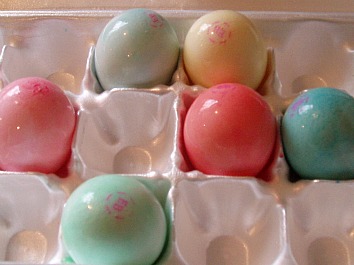 Colored uncooked Eggs