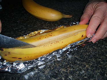 Place Banana on Foil
