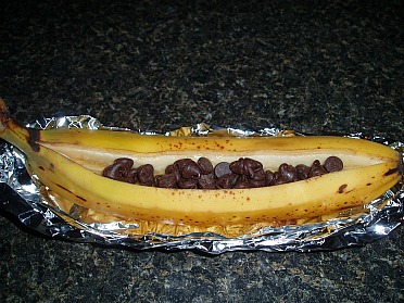 Fill Banana with Chocolate Chips