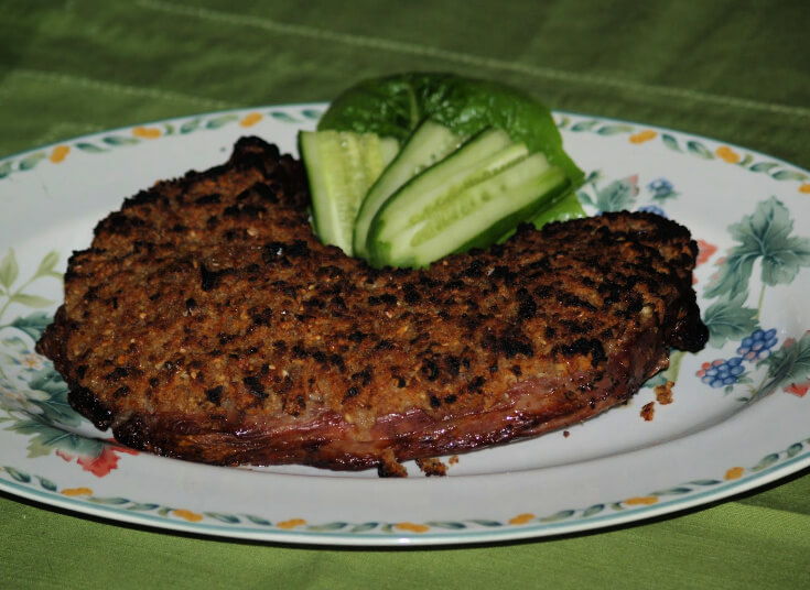 Broiled Sirloin Steaks with an Elephant Garlic Crust