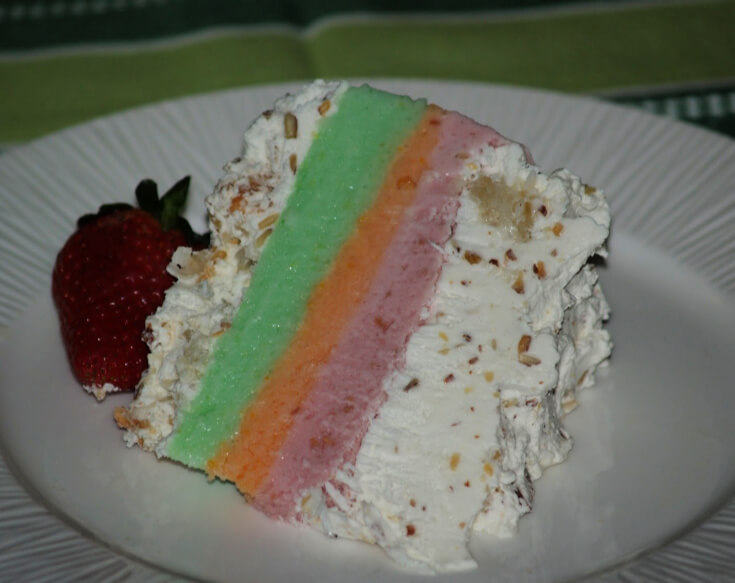 Rainbow Sherbet Cake Dessert Piece