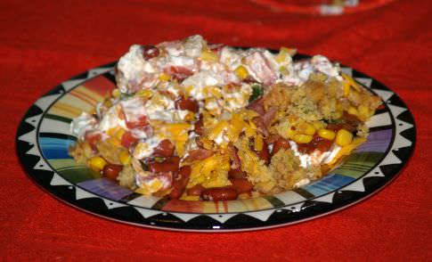 Layered Mexican Cornbread Salad Recipe