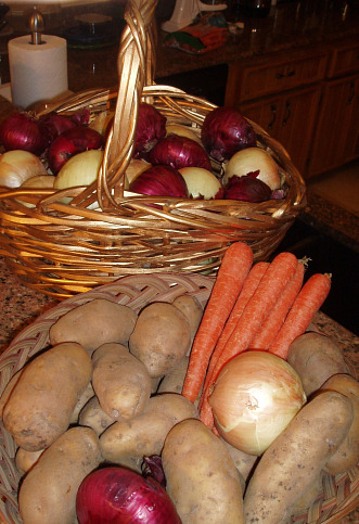 potatoes, carrots, onions