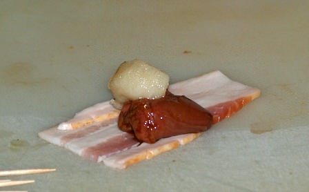 Bacon, Chicken Liver and Water Chestnut