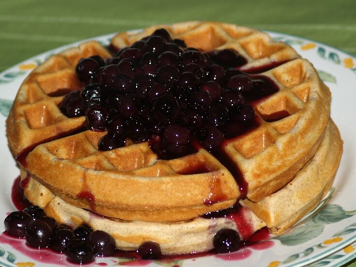 Spiced Waffles Topped with Blueberries