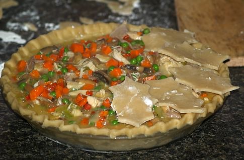 Adding the Top Crust to the Turkey Pot Pie