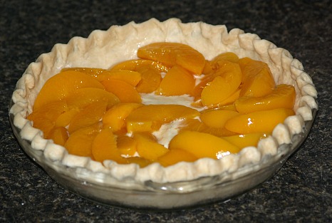 Yogurt Filling Covered with Sliced Peaches